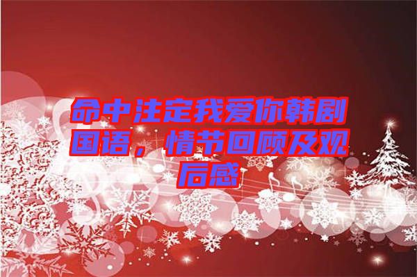 命中注定我愛你韓劇國語，情節(jié)回顧及觀后感
