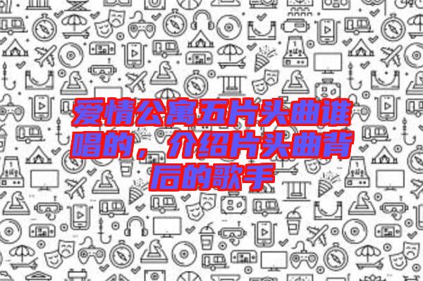 愛情公寓五片頭曲誰唱的，介紹片頭曲背后的歌手