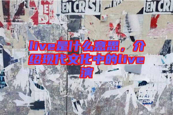 live是什么意思，介紹現(xiàn)代文化中的live演