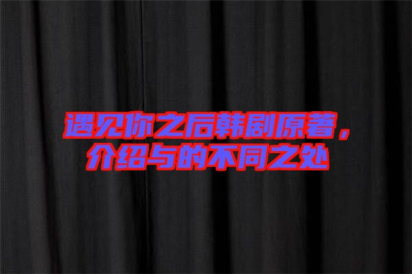遇見你之后韓劇原著，介紹與的不同之處