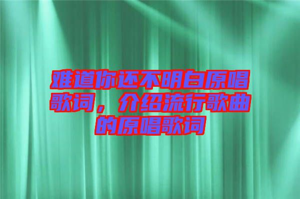 難道你還不明白原唱歌詞，介紹流行歌曲的原唱歌詞