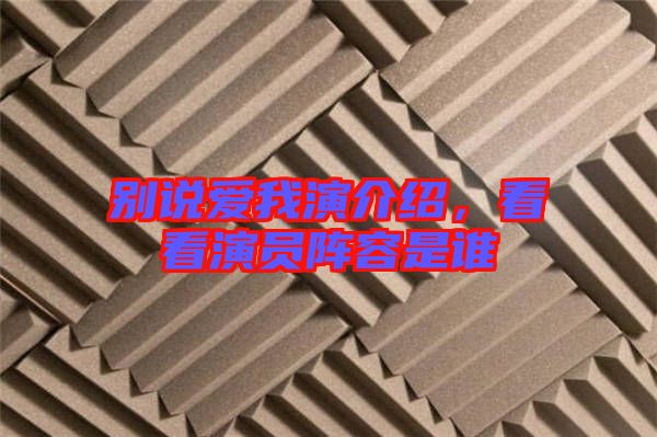 別說愛我演介紹，看看演員陣容是誰