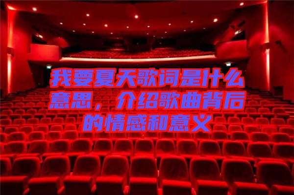 我要夏天歌詞是什么意思，介紹歌曲背后的情感和意義