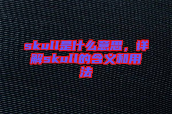 skull是什么意思，詳解skull的含義和用法