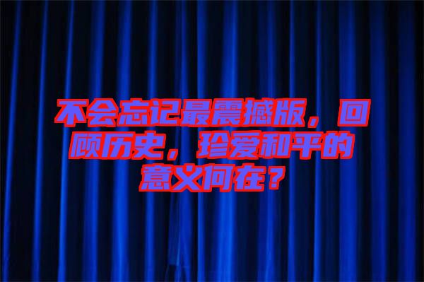 不會忘記最震撼版，回顧歷史，珍愛和平的意義何在？