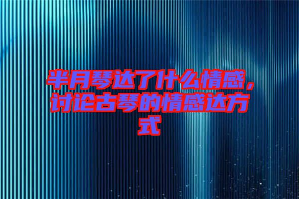 半月琴達(dá)了什么情感，討論古琴的情感達(dá)方式