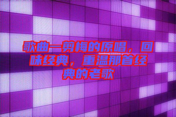 歌曲一剪梅的原唱，回味經(jīng)典，重溫那首經(jīng)典的老歌