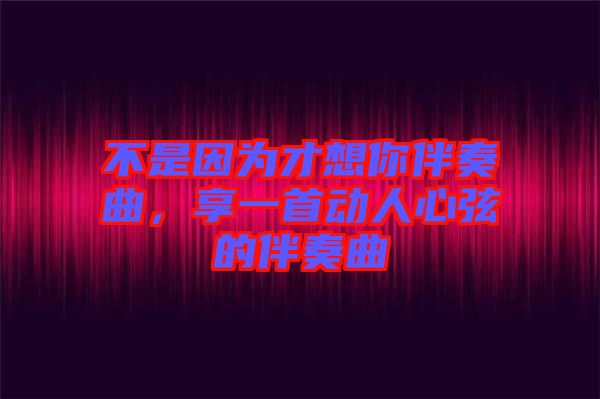 不是因為才想你伴奏曲，享一首動人心弦的伴奏曲