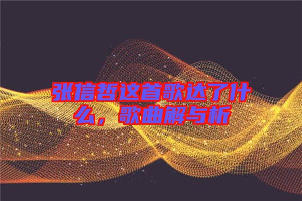 張信哲這首歌達了什么，歌曲解與析