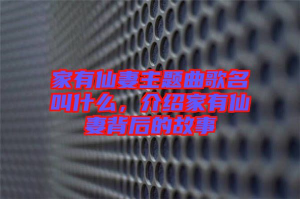 家有仙妻主題曲歌名叫什么，介紹家有仙妻背后的故事