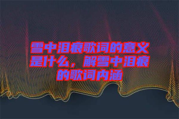雪中淚痕歌詞的意義是什么，解雪中淚痕的歌詞內(nèi)涵