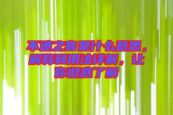 不速之客是什么意思，解釋和用法詳解，讓你徹底了解