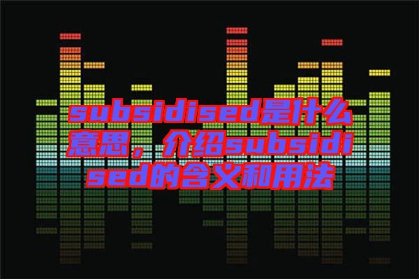 subsidised是什么意思，介紹subsidised的含義和用法