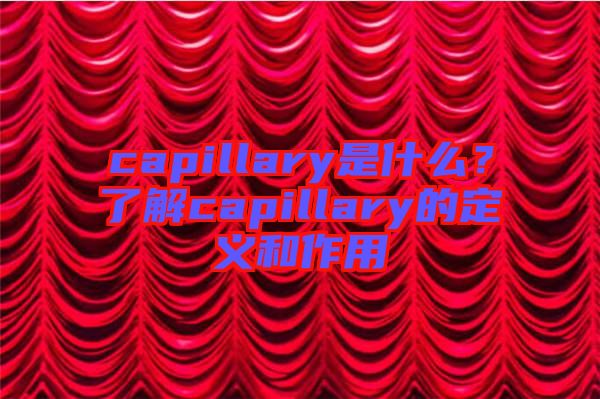 capillary是什么？了解capillary的定義和作用