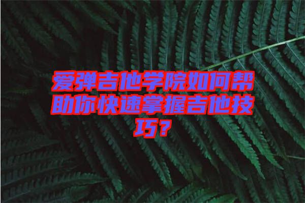 愛(ài)彈吉他學(xué)院如何幫助你快速掌握吉他技巧？
