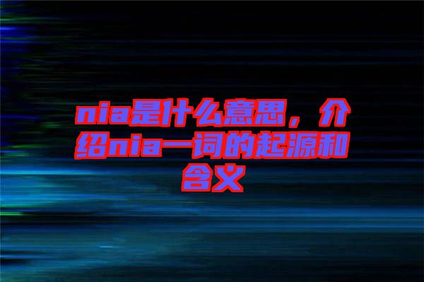 nia是什么意思，介紹nia一詞的起源和含義