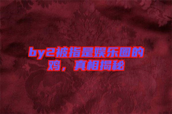 by2被指是娛樂(lè)圈的雞，真相揭秘