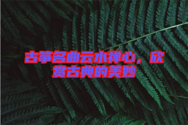 古箏名曲云水禪心，欣賞古典的美妙