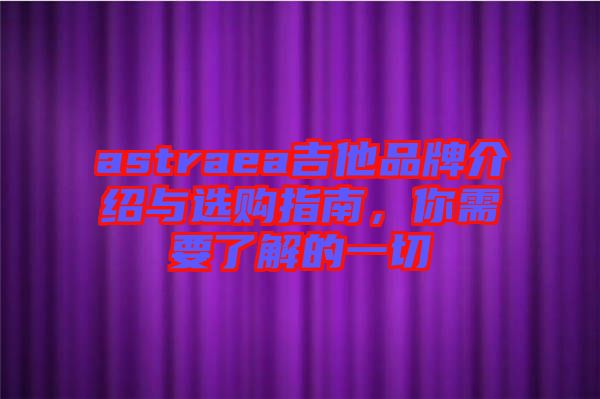astraea吉他品牌介紹與選購指南，你需要了解的一切
