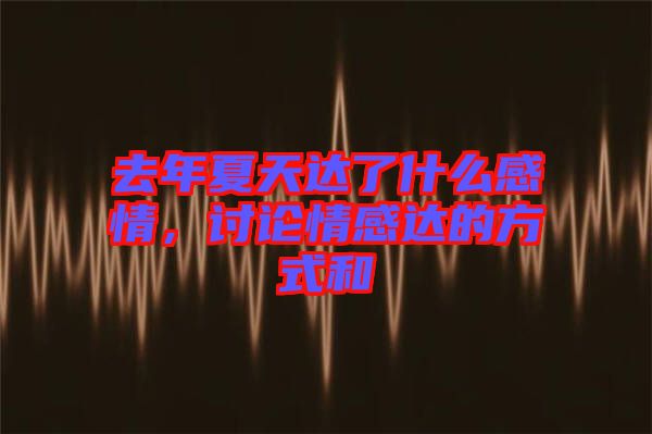 去年夏天達(dá)了什么感情，討論情感達(dá)的方式和