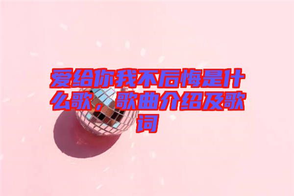 愛給你我不后悔是什么歌，歌曲介紹及歌詞