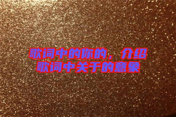 歌詞中的你的，介紹歌詞中關(guān)于的意象