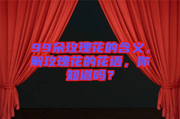 99朵玫瑰花的含義，解玫瑰花的花語(yǔ)，你知道嗎？