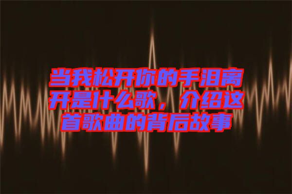 當(dāng)我松開你的手淚離開是什么歌，介紹這首歌曲的背后故事