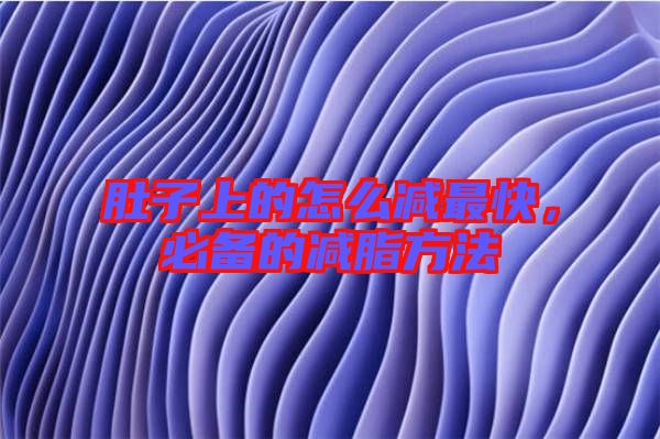 肚子上的怎么減最快，必備的減脂方法
