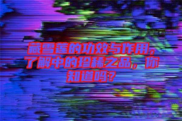 藏雪蓮的功效與作用，了解中的珍稀之品，你知道嗎？