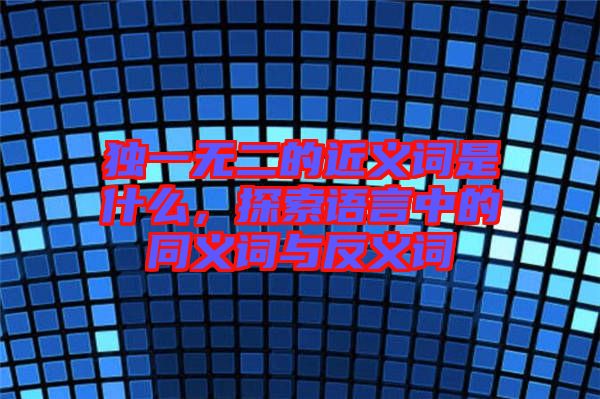 獨一無二的近義詞是什么，探索語言中的同義詞與反義詞