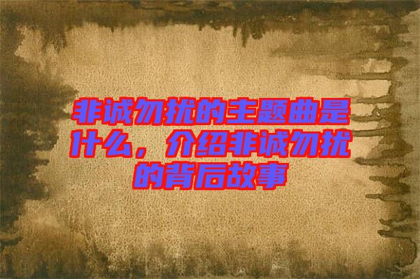 非誠(chéng)勿擾的主題曲是什么，介紹非誠(chéng)勿擾的背后故事