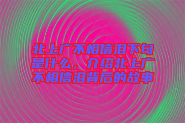 北上廣不相信淚下句是什么，介紹北上廣不相信淚背后的故事