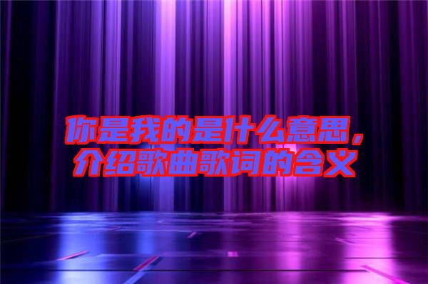 你是我的是什么意思，介紹歌曲歌詞的含義