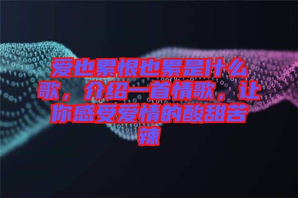 愛也累恨也累是什么歌，介紹一首情歌，讓你感受愛情的酸甜苦辣