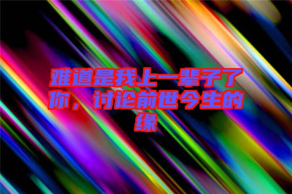 難道是我上一輩子了你，討論前世今生的緣