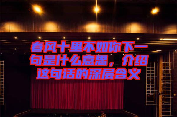 春風(fēng)十里不如你下一句是什么意思，介紹這句話的深層含義