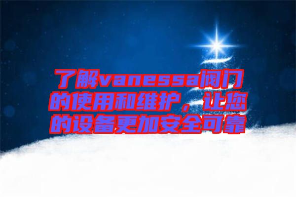 了解vanessa閥門(mén)的使用和維護(hù)，讓您的設(shè)備更加安全可靠