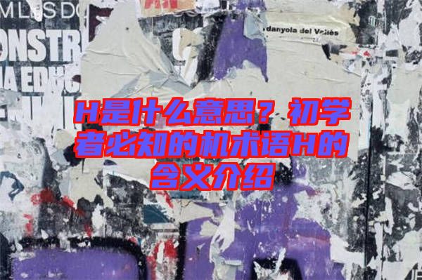 H是什么意思？初學(xué)者必知的機(jī)術(shù)語H的含義介紹