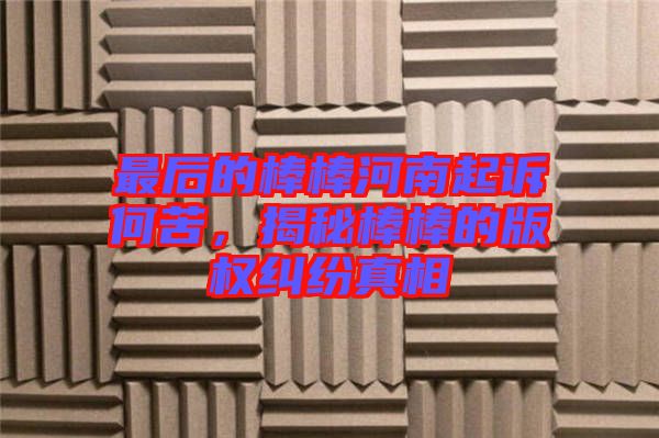 最后的棒棒河南起訴何苦，揭秘棒棒的版權(quán)糾紛真相