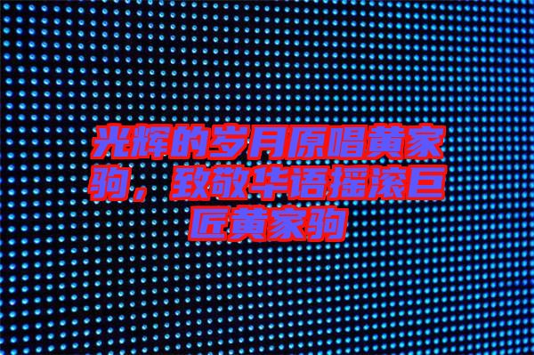 光輝的歲月原唱黃家駒，致敬華語搖滾巨匠黃家駒
