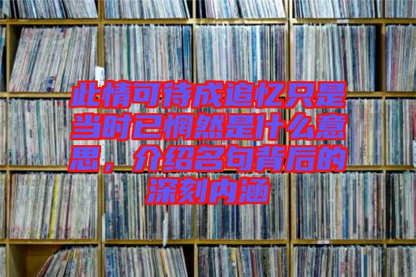 此情可待成追憶只是當(dāng)時(shí)已惘然是什么意思，介紹名句背后的深刻內(nèi)涵