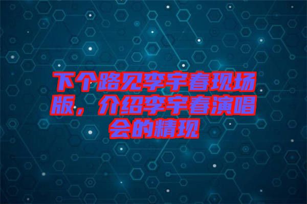 下個(gè)路見李宇春現(xiàn)場版，介紹李宇春演唱會(huì)的精現(xiàn)
