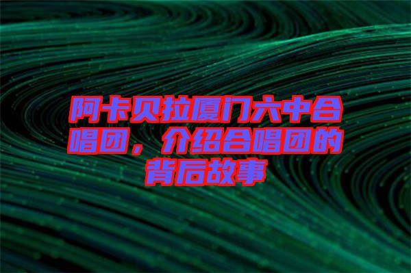 阿卡貝拉廈門六中合唱團(tuán)，介紹合唱團(tuán)的背后故事