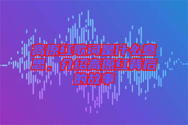 高原紅歌詞是什么意思，介紹高原紅背后的故事