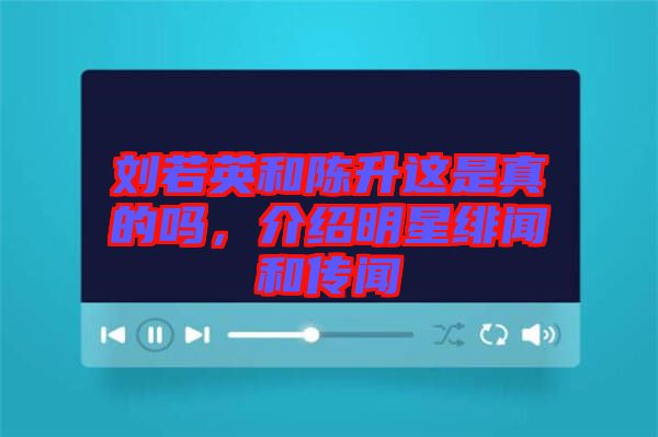 劉若英和陳升這是真的嗎，介紹明星緋聞和傳聞