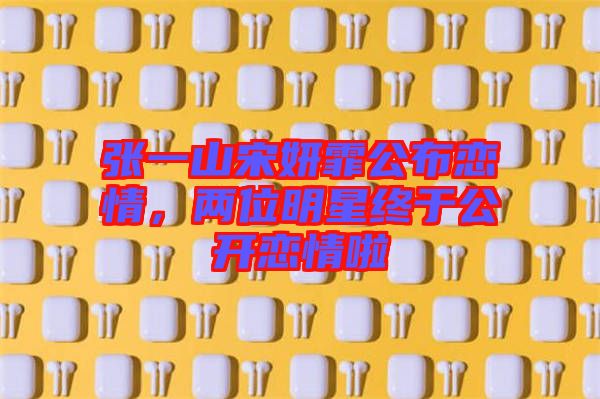 張一山宋妍霏公布戀情，兩位明星終于公開戀情啦