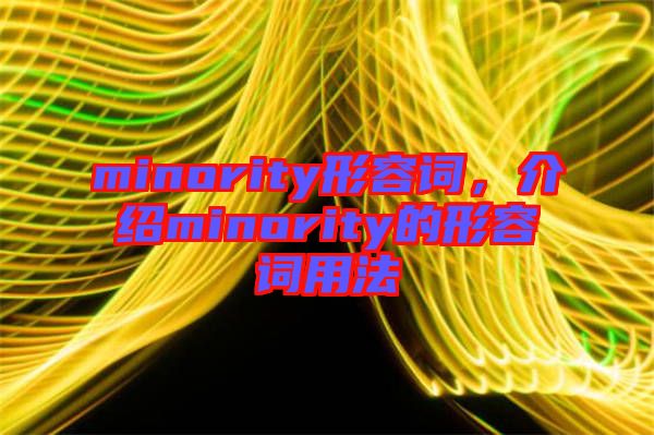 minority形容詞，介紹minority的形容詞用法