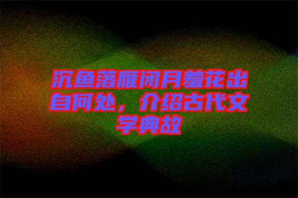 沉魚(yú)落雁閉月羞花出自何處，介紹古代文學(xué)典故