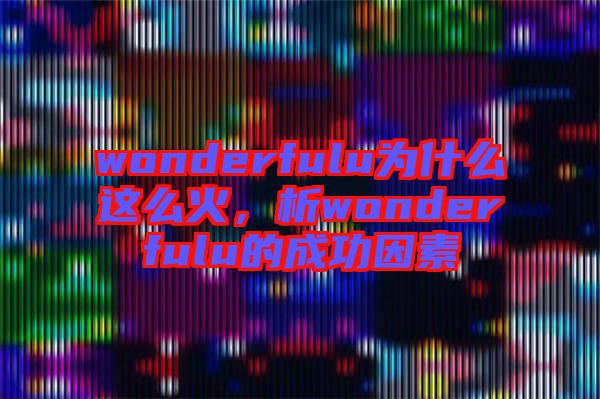 wonderfulu為什么這么火，析wonderfulu的成功因素